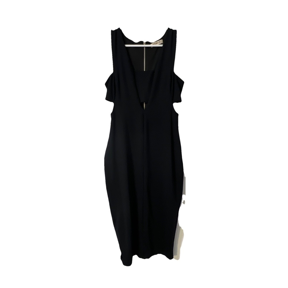 VTG Arden B  strap zip back Pencil Midi dress black size Small USA Lined Y2K